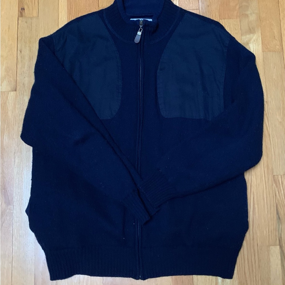 Orvis Upland Vintage Collection 100% Wool Men's Dark Blue Zip-Up Sweater - L